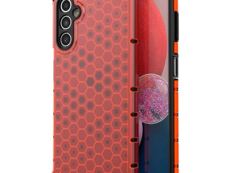 Samsung Galaxy A14   A14 (5G) Honeycomb Pattern Hybrid Cover - Rød For Sale