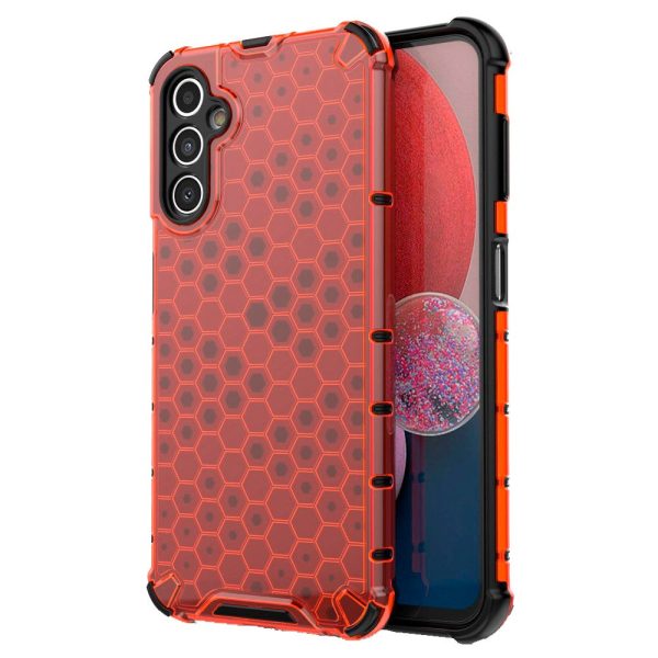 Samsung Galaxy A14   A14 (5G) Honeycomb Pattern Hybrid Cover - Rød For Sale