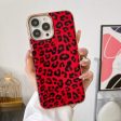 iPhone 14 Pro Fleksibelt Bagside Cover - Leopard Mønster - Rød For Sale