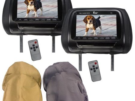 Tview T77PL 7  Tft Lcd Headrest Monitor 3 Interchangeable Headrest Covers Ir Transmitter on Sale