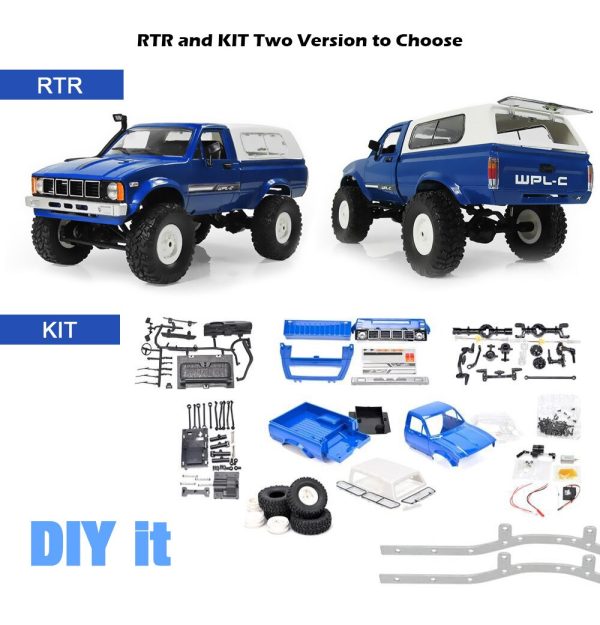 WPL C24 RC Car 1:16 4WD Radio Control Off-Road Mini Car RTR Rock Crawler Electric Buggy Moving Machine RC Cars Kids Play Car Fashion