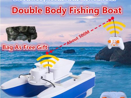 Professional Outside Fishing Electric RC Bait Boat Double Body Folding 500M 1.5KG Wireless Automatic Feeding Remote Control Boat For Sale