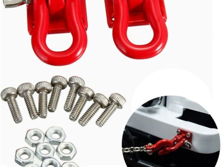 1 Pair 1:10 RC Crawler Accessories Red Trailer Hook Scale Accessory For RC Crawler SCX-10 Truck Climbing Car Truck Trailer Hook For Cheap