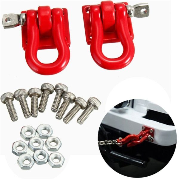 1 Pair 1:10 RC Crawler Accessories Red Trailer Hook Scale Accessory For RC Crawler SCX-10 Truck Climbing Car Truck Trailer Hook For Cheap