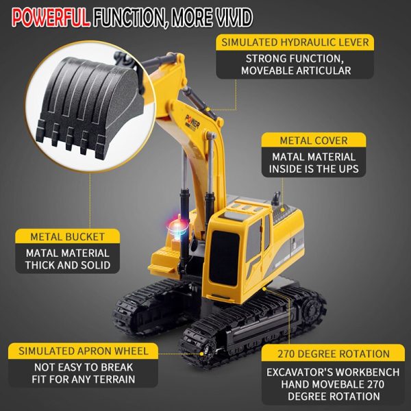 2.4Ghz 6Ch 1:24 Rc Excavator Mini Rc Truck Rechargeable Simulated Excavator Gift Toy For Kids Discount