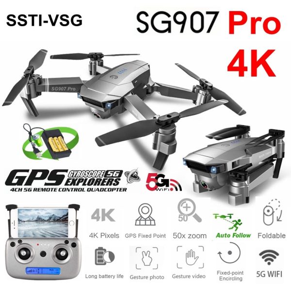 SSTI-VSG SG907 Pro GPS Drone with 4K HD Adjustment Camera Wide Angle 5G WIFI FPV RC Quadcopter Professional Foldable Dron E520S Online now