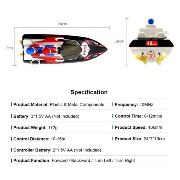 Flytec 2011-15B 24CM 40MHZ 4CH 10KM H High Speed Racing RC Boat Toy for Kids Children Gift Cheap