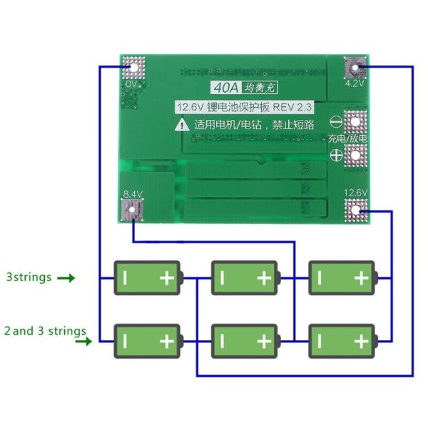 1pcs 3S 11.1V 12.6V 40A w Balance 18650 Li-ion Lithium Battery BMS Protection Board Enhanced Balanced Version Hot on Sale