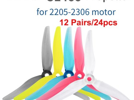 24pcs  12 pairs Gemfan 51466 5inch 3 blade  tri-blade Propeller Props CW CCW for 2205-2306 Brushless Motor FPV Propeller Online now