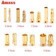 10pcs Amass 2.0mm 3.0mm 3.5mm 4.0mm 5.5mm Gold Bullet Banana Connector 6.0mm 8.0mm plug for RC Battery 5pairs Online now