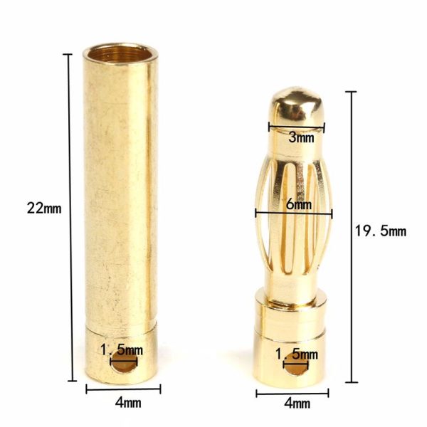 20pair lot 2.0mm 3.0mm 3.5mm 4.0mm Gold Bullet Banana Connectors Plug For ESC Battery Motor Online now