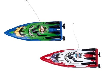 2 Pcs RC Boat Radio Remote Control Twin Motor High Speed Boat RC Racing Toy Gift for Kids Eu Plug, Green & Red Supply