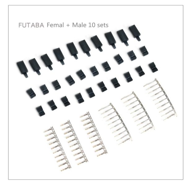 10 Sets DIY 3 Pin Servo Plug Set Female Male Connector Gold Plated For Futaba JR Type RC Airplane Multirotor Quadcopter Plug Fashion