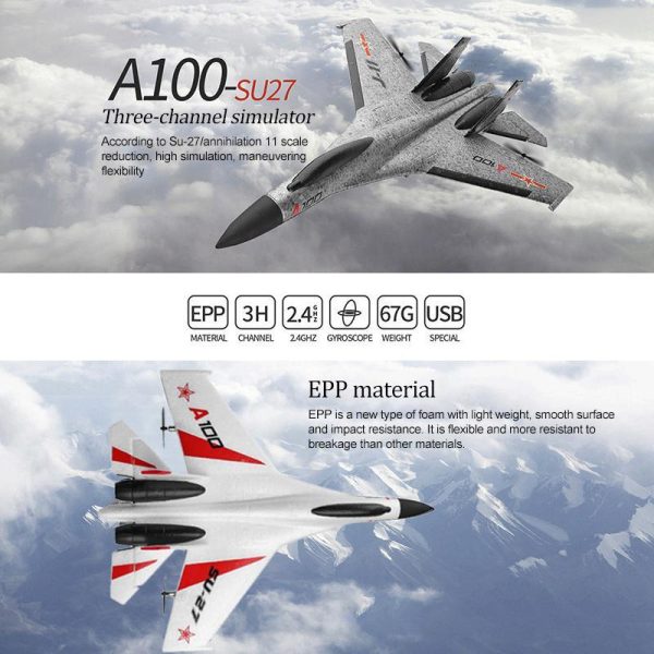 SU-27 High Simulation RC Warplane Ultra-light EPP Impact Resistnce 3-Channel Remote Control Fighter Plane Airpalne Model Toys on Sale