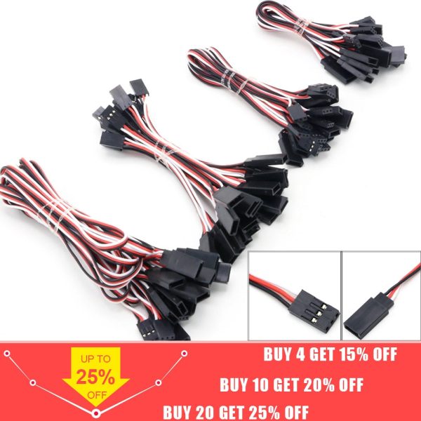 10pcs 100mm 150mm 200mm 300mm 500mm RC Servo Extension Cord Cable Wire Lead JR For Rc Helicopter Rc Drone For Cheap