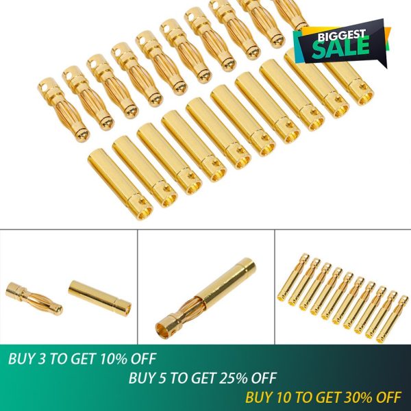 20pair lot 2.0mm 3.0mm 3.5mm 4.0mm Gold Bullet Banana Connectors Plug For ESC Battery Motor Online now