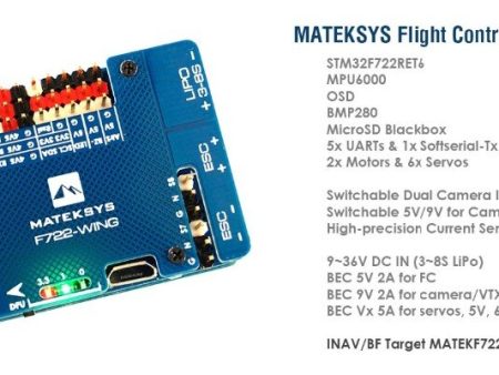 Matek Systems Mateksys F722-WING Flight Controller F722 wing FC with PDB Support 3~6S Fly Wing Fixed Wing Online Hot Sale