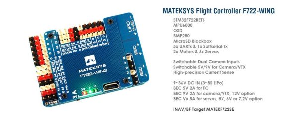 Matek Systems Mateksys F722-WING Flight Controller F722 wing FC with PDB Support 3~6S Fly Wing Fixed Wing Online Hot Sale