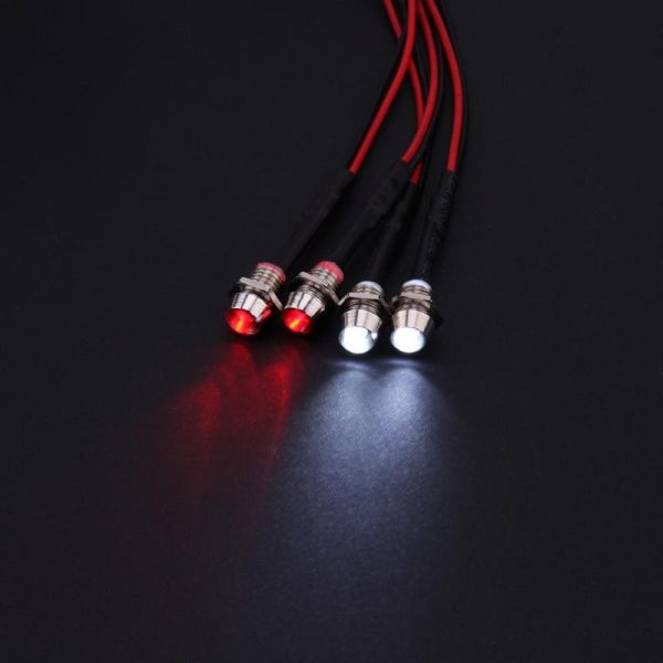 4 LED Headlight 3mm White Red Light RC Car Parts for TRAXXAS HSP HPI REDCAT Axial SCX10 Remote Control Toys Accessories Fashion