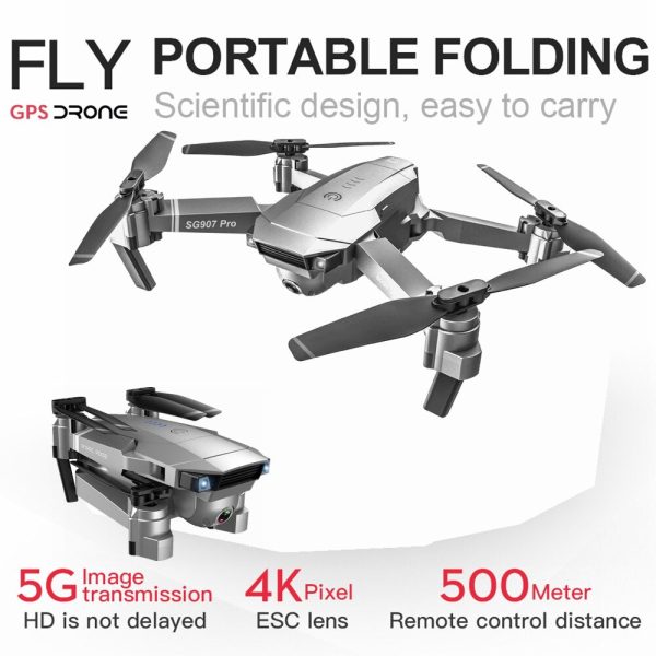 SSTI-VSG SG907 Pro GPS Drone with 4K HD Adjustment Camera Wide Angle 5G WIFI FPV RC Quadcopter Professional Foldable Dron E520S Online now