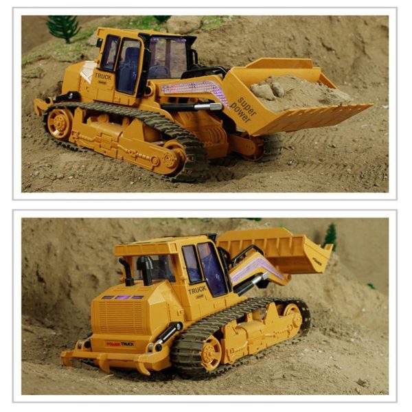 XM-6822L RC Truck 6CH Bulldozer Caterpillar Tractor Car Model Engineering Car With Lighyt Toy Equipped With USB Charging Cable Discount