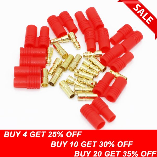 20pcs lot 3.5mm Gold Bullet Banana Connector Plug With Protective Sleeve For ESC Battery Motor (10 pair) Online Hot Sale