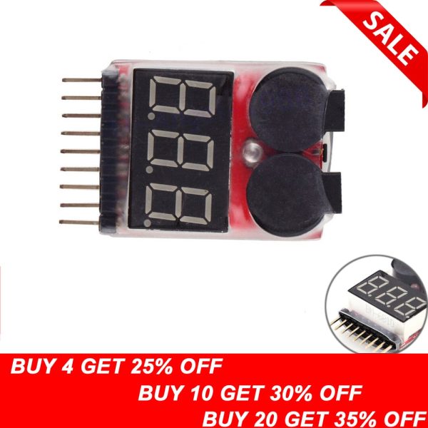 1 2pcs 1-8S LED Low Voltage Buzzer Alarm Lipo Voltage Indicator Checker Tester Hot on Sale