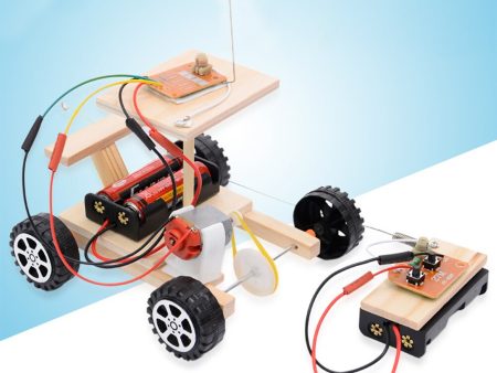 Wooden Physical Assembled Racing Model Kit Radio Knowledge Safe DIY Car Wireless Set Remote Control Gear Action Motor Principle Sale