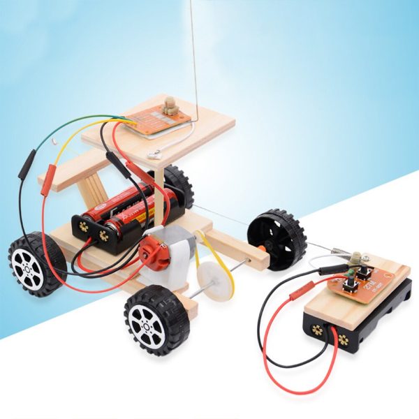 Wooden Physical Assembled Racing Model Kit Radio Knowledge Safe DIY Car Wireless Set Remote Control Gear Action Motor Principle Sale