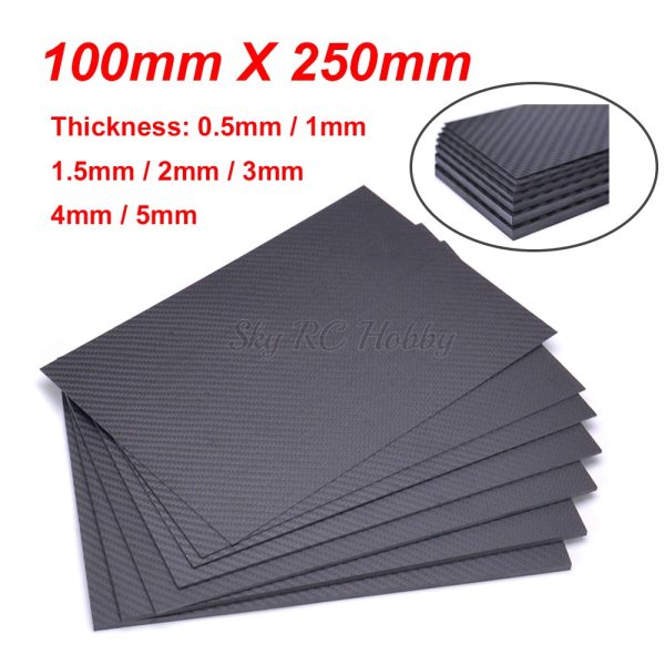 100mm X 250mm 0.5mm 1mm 1.5mm 2mm 3mm 4mm 5mm 3K Carbon Fiber Plate Panel Sheets Matte High Composite Hardness Material Sale