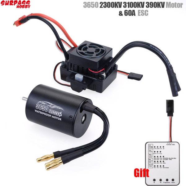 Surpass Hobby Waterproof 3650 2300KV 3100KV 3900KV Brushless Motor with 60A ESC w  Program Card Combo for 1 10 RC Car Truck Toy For Cheap