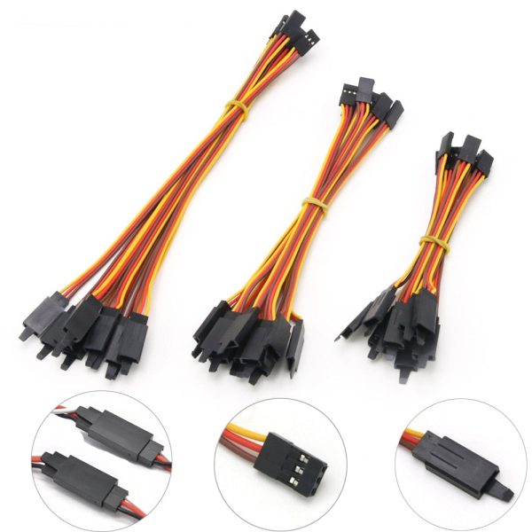 10Pcs 100  150   200   300   500   1000mm Anti-loose 60 core Servo Extension Lead Wire Cable For RC Futaba JR Male to Female Online