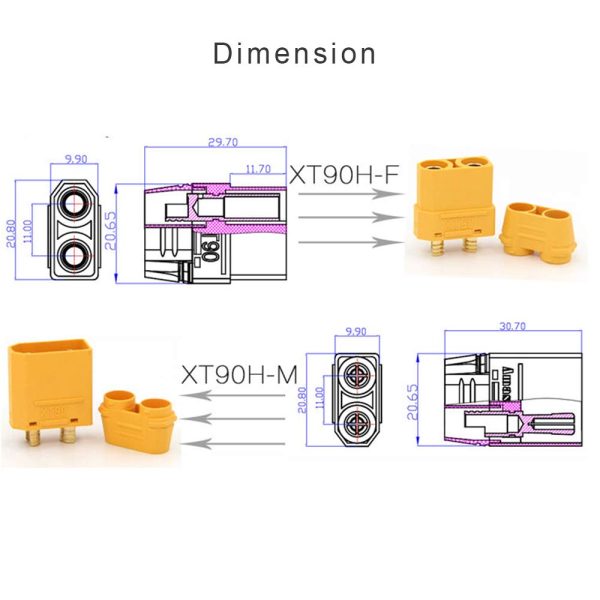 10 Pair Amass XT90 XT-90 Male Female Bullet Connectors Power Plugs with Shealf Housing for RC Lipo Battery Motor Discount