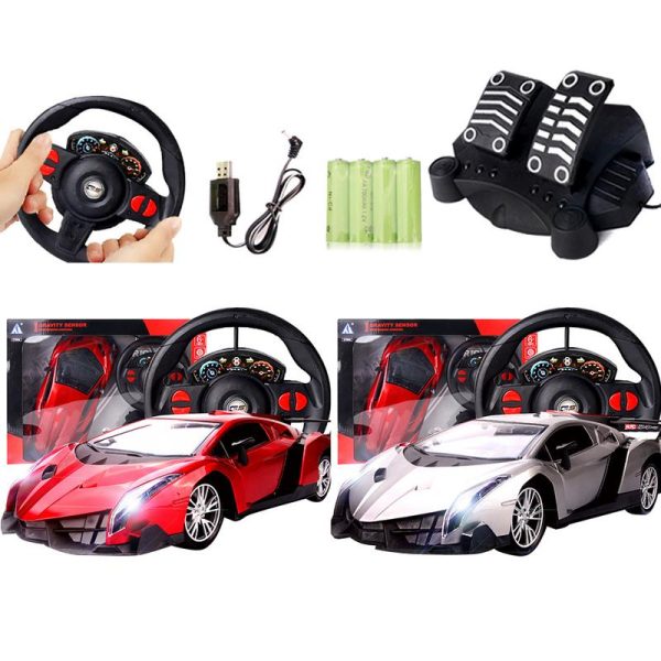 1set Simulation Game Steering Wheel 1:12 Gravity Sensing Four-Way Remote Control Toy Car+ Steering Wheel+Pedal Kids Gamepad Toys For Cheap