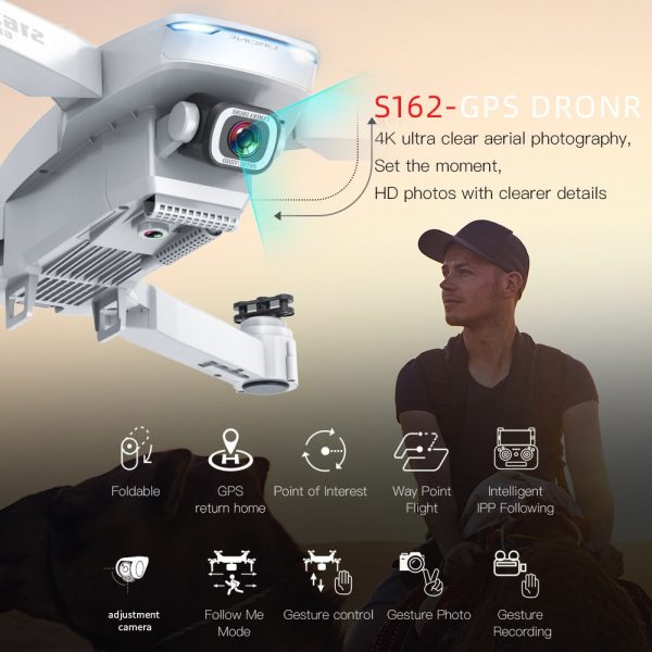 2020 NEW S162 Drone gps 4K HD 1080P 5G wifi fpv quadcopter flight 20 minutes Rc distance 500m dron smart return drones pro Toys Online now