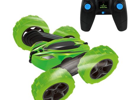 2.4Ghz Remote Control Cars Stunt Rc Car High Speed Flashing 3D Flip roll Green & Blue Electric Race Double S Toys Christmas gift For Discount