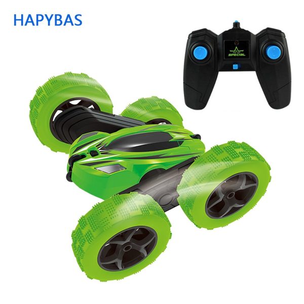 2.4Ghz Remote Control Cars Stunt Rc Car High Speed Flashing 3D Flip roll Green & Blue Electric Race Double S Toys Christmas gift For Discount