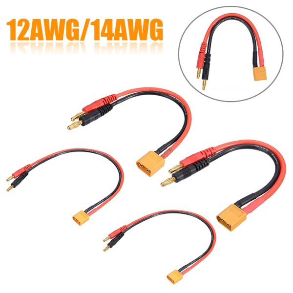 1pcs XT60 Male to 4mm Plug Connectors Line 12AWG 14AWG Charging Cable 15cm 30cm Lithium Battery Balance Charging Adapter Line For Sale