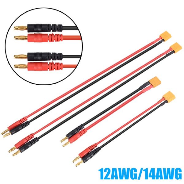 1pcs XT60 Male to 4mm Plug Connectors Line 12AWG 14AWG Charging Cable 15cm 30cm Lithium Battery Balance Charging Adapter Line For Sale