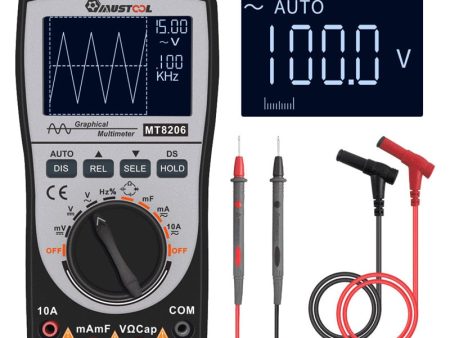 Upgraded MUSTOOL MT8206 2 in 1 Intelligent Digital Oscilloscope Multimeter with Analog Bar Graph Discount