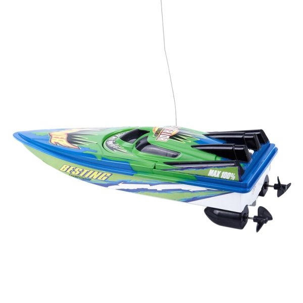 2 Pcs RC Boat Radio Remote Control Twin Motor High Speed Boat RC Racing Toy Gift for Kids Eu Plug, Green & Red Supply