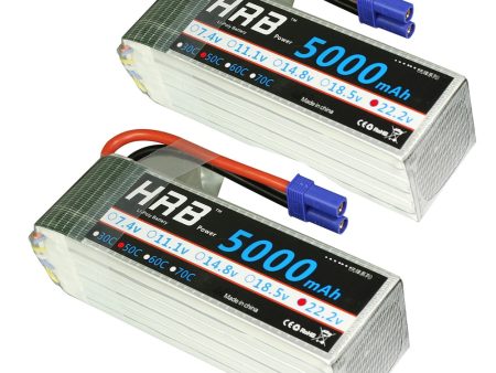 2pcs HRB 6S RC Lipo Battery 22.2V 5000mAh 50C 100C For Trex 700 800E tarot 650 Quadcopter Helicopter Multicopter Drone Online Sale