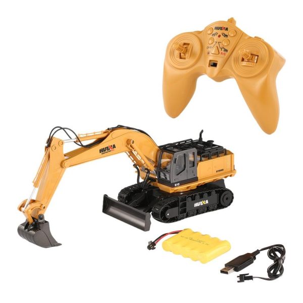 2019 NEW HUINA TOYS 1510 2.4G 1 16 11CH Alloy RC Excavator Truck Engineering Construction Vehicle with 680  Rotation Sound Light For Sale