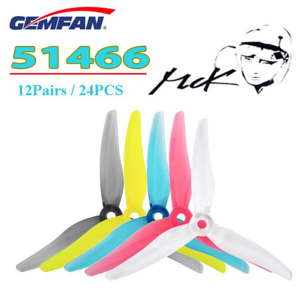 12Pairs 24PCS Gemfan 51466 Hurricane 5 Inch Durable 3-Blade Propeller Support POPO for RC Drone FPV Racing Online Hot Sale