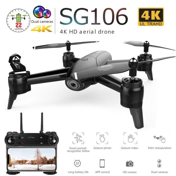 SG106 Drone with Dual Camera 1080P 720P 4K WiFi FPV Real Time Aerial Video Wide Angle Optical Flow RC Quadcopter Helicopter Toys on Sale