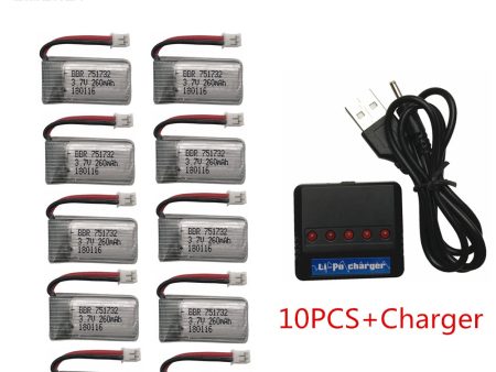 10pcs 3.7V 260MAH Upgrade For Eachine E010 E010C E011 E013 H36 Mini RC Quadcopter 3.7V 260MAH 30C Libo Battery With Charger Set Hot on Sale