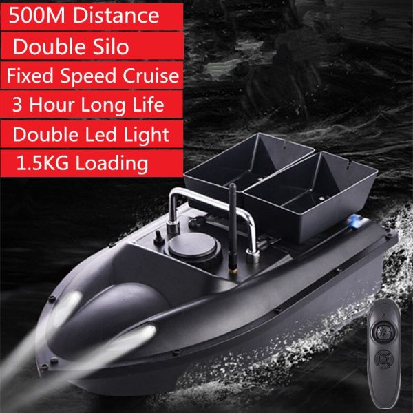 Double hopper 500M Distance Double LED Night Light RC Fishing Bait Boat Fixed speed Cruise Automatic Feed Fishing Bait Boat Toy Discount