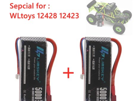 2PCS New Version Rc Lipo Battery 2S 7.4V 5000mah 30C Max 60C for Wltoys 12428 12423 1:12 RC Car Spare parts Online now