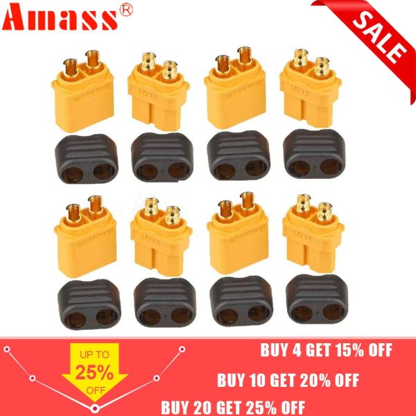 10 x Amass XT60+ Plug Connector With Sheath Housing 5 Male 5 Female (5 Pair ) Online Sale