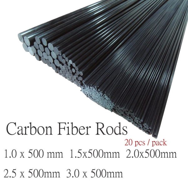 20pcs lot New Carbon Fiber Rods for RC Plane DIY tool wing tube Quadcopter arm carbon fiber tube 1mm 1.5mm 2mm 3mm (500mm) For Discount